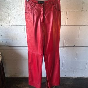 Ruby red leather Escada pants sz 36